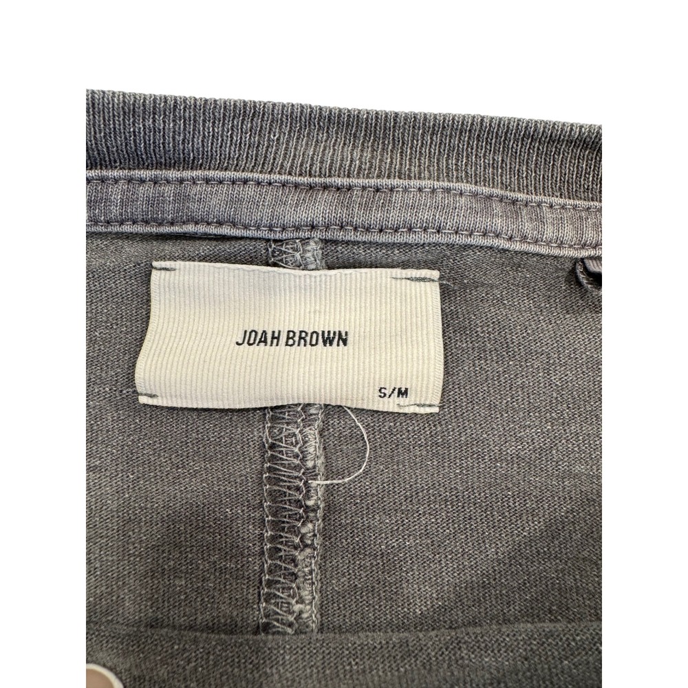 Joah Brown Slouchy Crop Long Sleeve Washed Black S/M Oversized Cotton Top - Picture 8 of 8